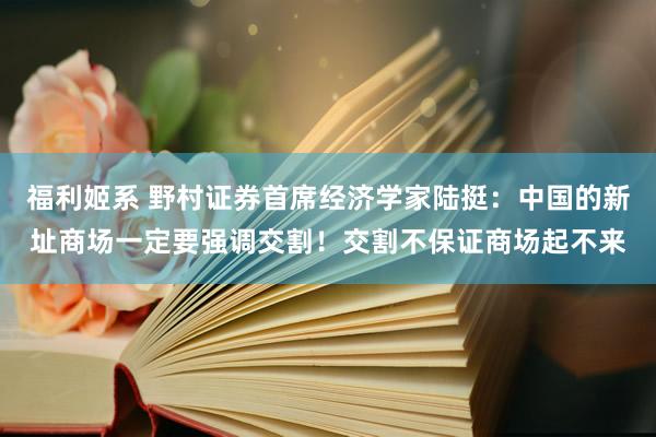 福利姬系 野村证券首席经济学家陆挺：中国的新址商场一定要强调交割！交割不保证商场起不来