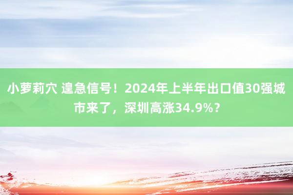 小萝莉穴 遑急信号！2024年上半年出口值30强城市来了，深圳高涨34.9%？