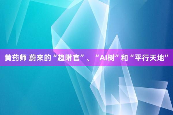 黄药师 蔚来的“趋附官”、“AI树”和“平行天地”