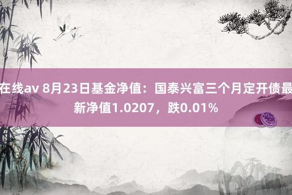 在线av 8月23日基金净值：国泰兴富三个月定开债最新净值1.0207，跌0.01%