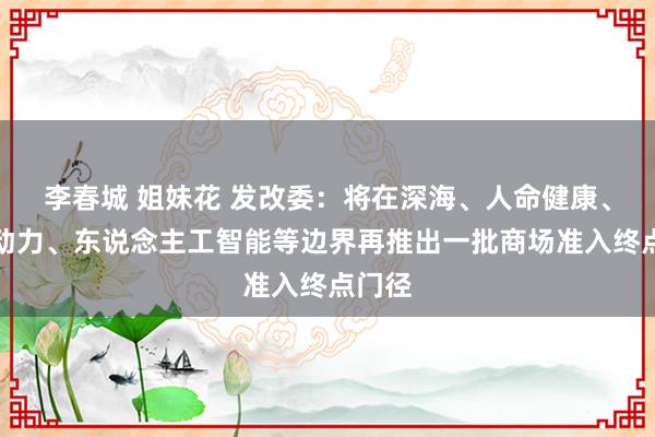 李春城 姐妹花 发改委：将在深海、人命健康、新式动力、东说念主工智能等边界再推出一批商场准入终点门径