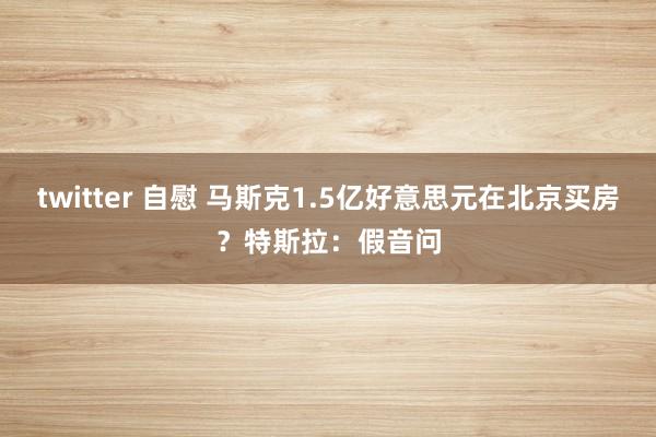 twitter 自慰 马斯克1.5亿好意思元在北京买房？特斯拉：假音问