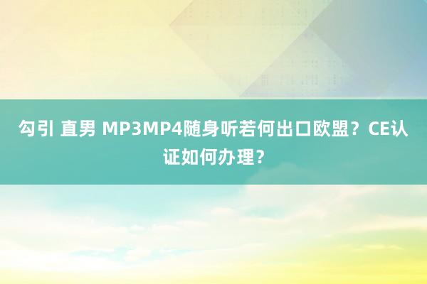 勾引 直男 MP3MP4随身听若何出口欧盟？CE认证如何办理？